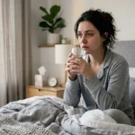 Joven tomando una cápsula de loratadina con fenilefrina para aliviar su congestión nasal.